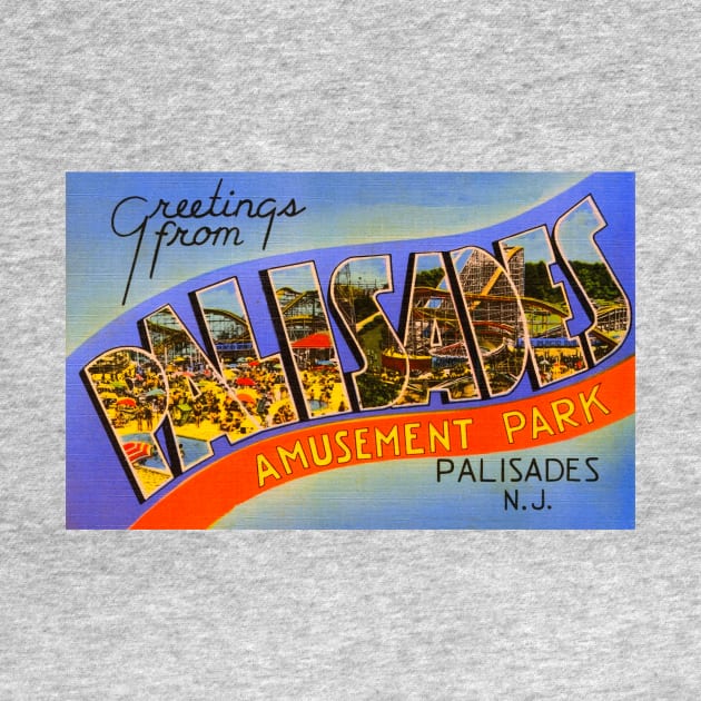 Greetings from Palisades Amusement Park - Vintage Large Letter Postcard by Naves